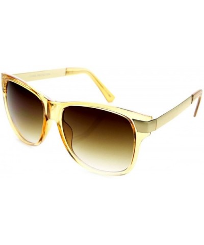 Premium High Fashion Metal Temple Mod Horn Rimmed Sunglasses - Peach-gold Amber - C411XWW6WQB $9.03 Wayfarer