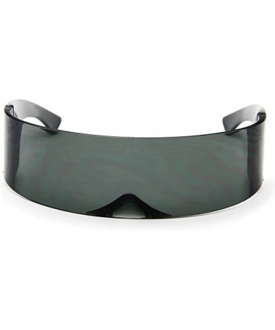 Futuristic Shield Sunglasses Monoblock Cyclops 100% UV400 - Black - C811NZ3KL4B $10.46 Wrap