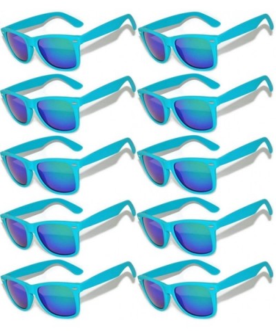 Vintage Mirrored Lens Sunglasses Matte Frame 10 Pairs in Multiple Colors OWL. - 10_pairs_turquoise_matte - CI127EVZY1T $21.46...