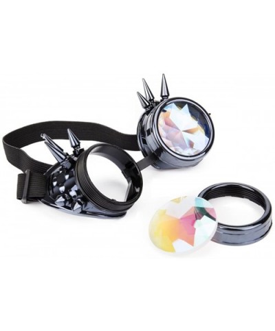 Spiked Goggles with Steampunk Kaleidoscope Lenses Rave Cosplay Colorful - Blue Black - CH18HLLQ9KA $11.54 Goggle