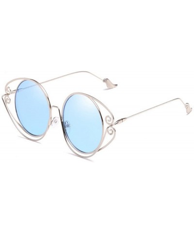New personality round frame irregular metal legs trend sunglasses women - Blue - C218GRAMI65 $10.91 Round