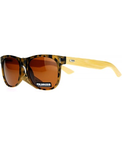Polarized Lens Real Bamboo Temple Sunglasses Matted Horn Rim Frame - Tortoise (Brown) - CL1890Z4KC2 $14.71 Wayfarer