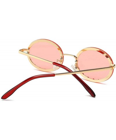 2019 new retro round diamond female diamond brand luxury trend oval sunglasses - Pink - CJ18TCUT60R $10.98 Round