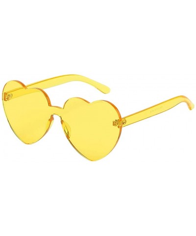 Love Heart Shaped Sunglasses Women PC Frame Resin Lens Sun Glasses UV400 Sunglasses - Yellow - CO199A44573 $7.45 Square