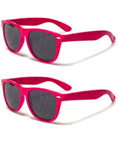Unisex 80's Retro Classic Trendy Stylish Sunglasses for Men Women - Spot - Pink - 2pack - CT195GK3NCR $7.97 Wayfarer