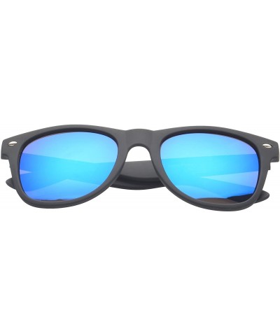 Retro Square Fashion Sunglasses in Black Frame Blue Lenses - Blue - CU11OJZAUF3 $6.51 Wayfarer