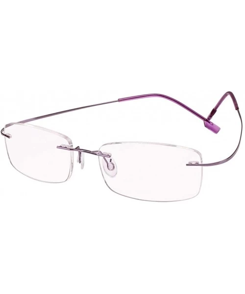 Memory Titanium Frameless Lightweight Reading Glasses Hingeless Flexibled Frames for Mens Womens - Purple - CR18QSLSR65 $6.79...