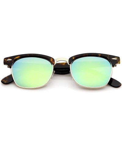 Half Frame Semi Rimless Sunglasses for Men Women with Colored Mirror Lens 50mm - Tortoise-gold / Yellow Mirror - C412KRZDOC5 ...