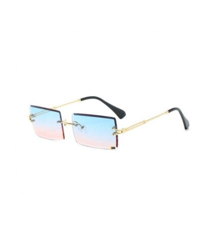 New Frameless Cut Edge Square Sunglasses Fashion Men and Women Small Color Sun Glasses - Bp - CJ199QIX5Z9 $5.71 Square