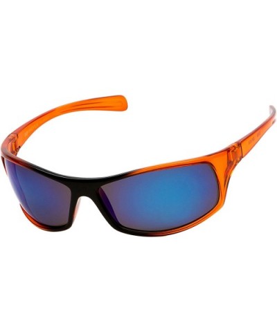 Polarized Wrap Around Sports Sunglasses - Orange - Blue Mirror - CR18CSTT8XT $11.06 Wrap