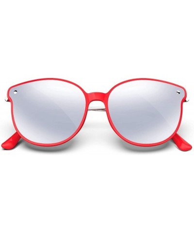 Fashion Sunglasses for Women Round Cat Eye with Nylon Polarized Lens Sunglasses RB-C1 - Rb-c1 (Red&silver Lens) - CN18AXRL50Q...
