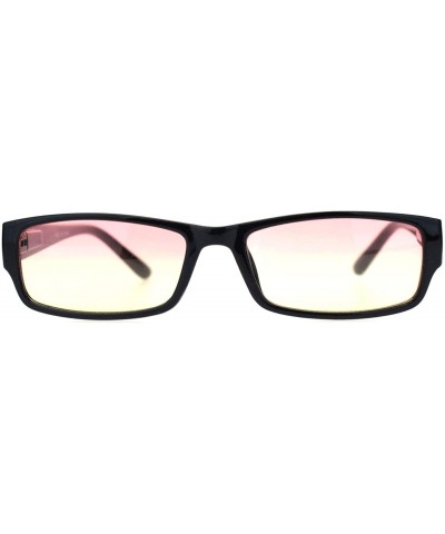 Hippie Oceanic Gradient Lens Narrow Rectangular Plastic Dad Sunglasses - Black Pink Yellow - C618Q0WLGYO $6.30 Rectangular