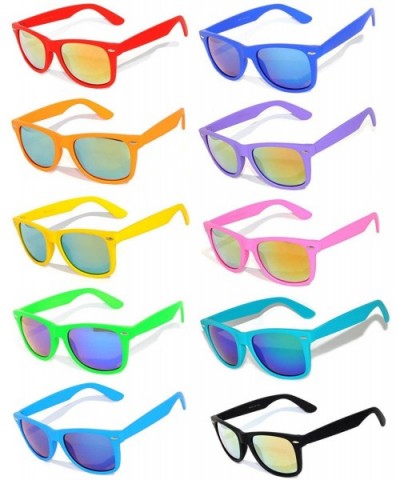 Wholesale Bulk Retro Vintage Mirrored Sunglasses Colored Matte Frame 10 Pairs - 10_pairs_mix - CC127L4LCLF $24.66 Wayfarer