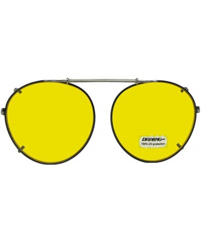 Semi Round Non Polarized Yellow Clip on Sunglasses - Black-non Polarized Yellow Lens - CL189WLWI3G $10.46 Round