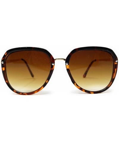 Hipster Rimmed Plastic Sunglasses - Tortoise Gold/ Amber Gradient - CF18LKWNMIY $8.00 Wayfarer