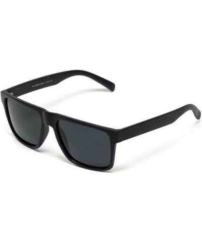 Polarized Flat Top Square Men Sunglasses - Matte Black Frame / Black Lens - CH18N76O3HW $16.34 Wayfarer