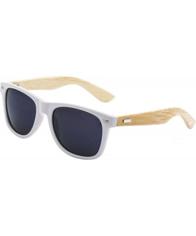 Men's Bamboo Wood Arms Classic Sunglasses - White - CW124SXTF8T $5.97 Wayfarer