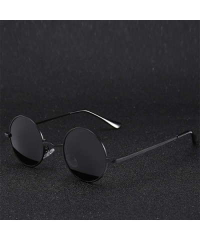 Retro Classic Vintage Round Polarized Sunglasses Men Er Sun Women Metal Frame Black Lens Eyewear Driving - CF199C0GA36 $23.57...