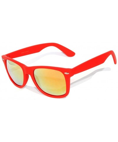 Retro Vintage Sunglasses Colorful Mirror Lens Matte Frame Many Colors - Red - Gold - CO11NI56WUX $8.35 Wayfarer