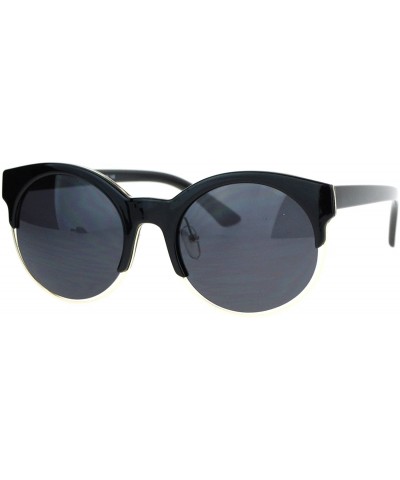 Womens Half Rim Retro Hipster Sunglasses - All Black - CY12LCJO1Q3 $7.30 Wayfarer