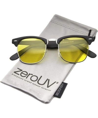 Half Frame Semi-Rimless Horn Rimmed Sunglasses - Polarized - Matte-black/Yellow - CY11N5QAF7Z $6.83 Semi-rimless