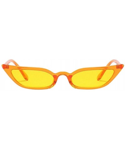 Women Vintage Cat Eye Sunglasses Retro Small Frame UV400 Eyewear Fashion Ladies - Yellow - C018DL46546 $5.70 Semi-rimless