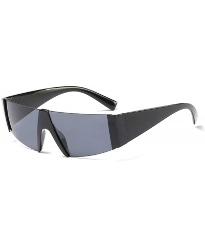 Half Framed Shield Sunglasses for Women Men Cyberpunk Thick Rimmed Semi Rimless - Black - CE18SXHDQYM $11.53 Semi-rimless