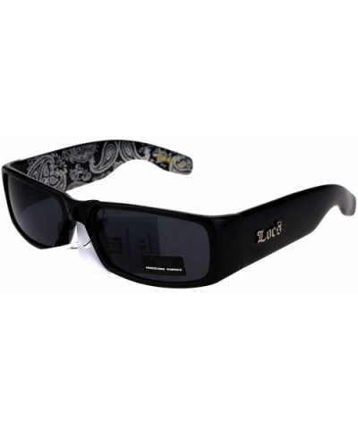 Locs Sunglasses Mens Black Rectangular Frame Paisley Bandanna Print - Black Black - CN180C0A76Q $7.89 Rectangular