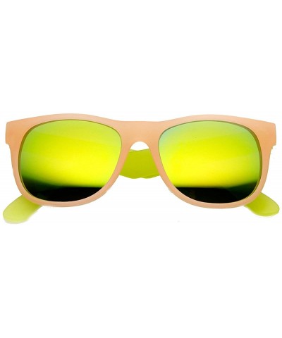 Frosted Colorful Two-Tone Frame Flash Mirror Lens Horn Rimmed Sunglasses - Orange-yellow Sun - C311XN6U5HX $7.54 Wayfarer