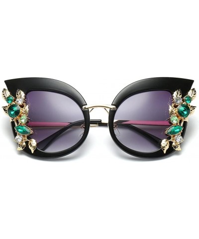 Womens Fashion Artificial Retro Diamond Cat Ear Metal Frame Brand Classic Sunglasses Laddy - C - CI18C05OZ6D $7.17 Semi-rimless