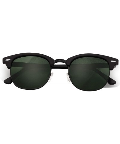 Stylish 80th Retro Unisex Polarized Sunglasses UV400 Classic Vintage Chic - Black Mat-green - CT18DT35KIZ $4.75 Wayfarer