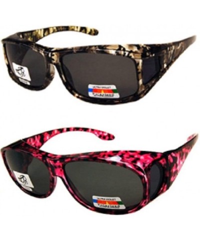 Unisex Camouflage Sun Shield Fit Over Sunglasses (Microfiber Pouch Included) - Pink and Light Green Camo - CK12NG82JFL $14.95...