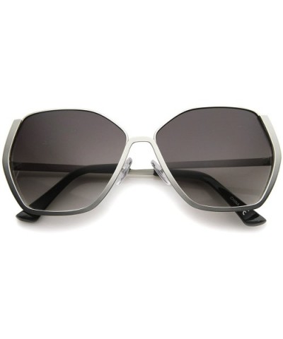 Women's Semi-Rimless Hexagonal Geometric Oversize Sunglasses 59mm - Silver / Lavender - C212I21RFF3 $8.89 Semi-rimless