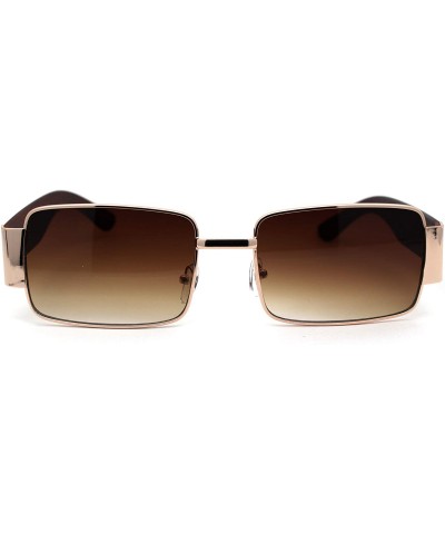 Mens Minimal Mod Retro Rectangular Dad Sunglasses - Gold Brown - CU18ZMDOR63 $9.38 Rectangular