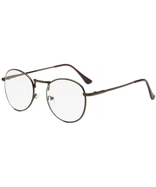 Men Eyeglasses Round Eyeglasses Women Optical Computer Eye Glasses Frame - Bronze - CG182259933 $7.04 Semi-rimless