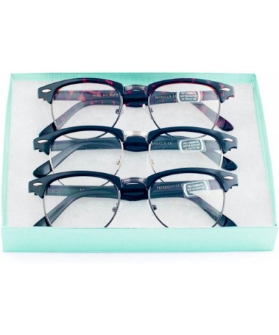 Men Women Glasses Half Frame Horned Rim Retro Classic Style - Clear-assorted - CA185H5E0SX $13.16 Wayfarer