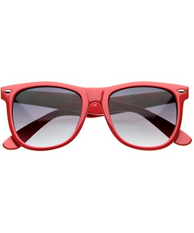 Large Classic Color Horn Rimmed Bright Retro Style Sunglasses (Red) - C4116Q2HGD7 $8.36 Wayfarer