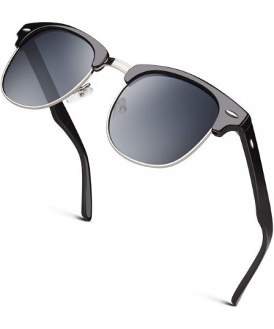 Classic Horn Rimmed Semi Rimless Polarized Sunglasses for Men Women GQO6 - 1 Silver-grey - C917YIM5CDM $6.73 Rimless