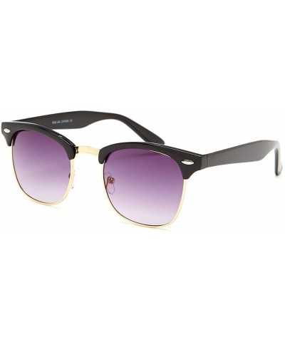 Men's Semi-Rimless Hamilton Sunglasses + Pouch - Black - C212N14SREF $14.08 Semi-rimless