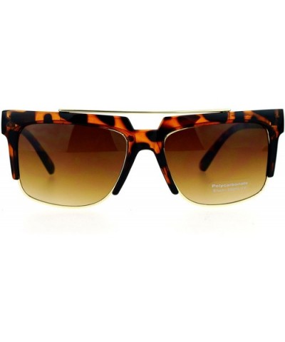 Retro Vintage Unique Half Rim Sunglasses - Tortoise Brown - C912CJLBF1H $7.53 Wayfarer
