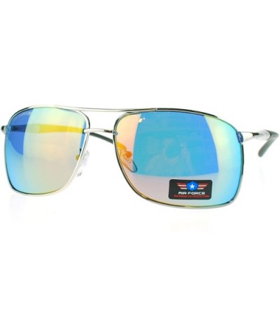 Air Force Mens Sunglasses Rectangular Metal Frame Spring Hinge - Silver - CN11OI0EKD3 $6.99 Rectangular