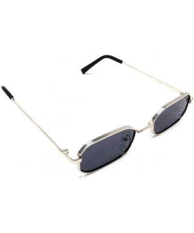 Slim Rectangular Luxury Classic Sunglasses - Silver Metallic Frame - C518ELRHH8G $8.20 Rectangular
