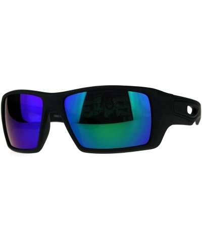 Mens Thick Plastic Rectangular Sport Warp Agent Sunglasses - Teal - CS18D3ORAE9 $7.25 Sport