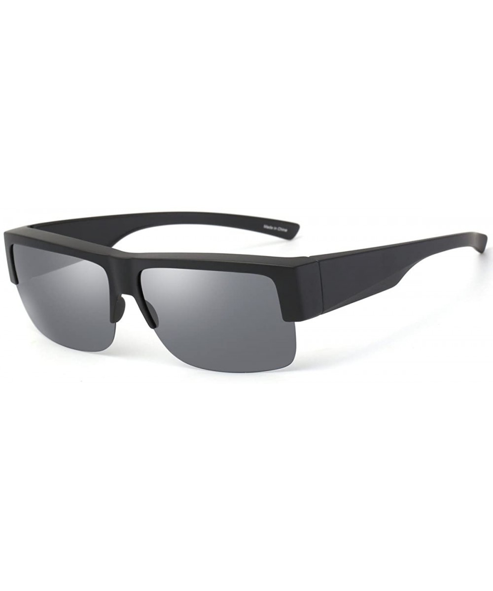 Over Glasses Sunglasses Polarized Lens for Women Men Semi Rimless Frame - C918CHUWDD3 $16.06 Wayfarer