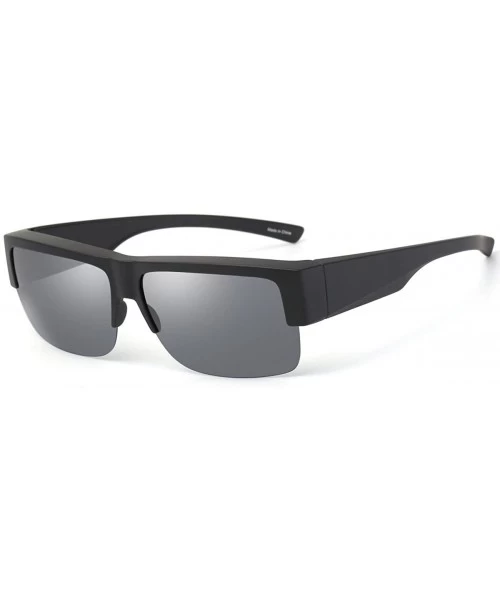 Over Glasses Sunglasses Polarized Lens for Women Men Semi Rimless Frame - C918CHUWDD3 $16.06 Wayfarer