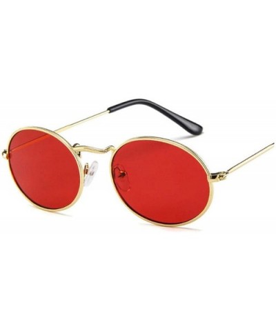 2020 Oval Women Sunglasses Men Glasses Lady Luxury Retro Metal Sun Vintage Mirror UV400 Oculos De Sol - Red - CX1985IN439 $16...