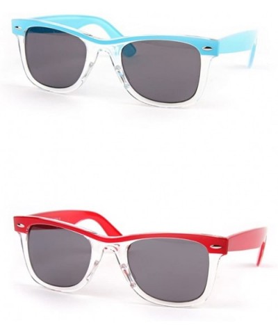 Retro Wayfarer Two-tone Color Frame Fashion Sunglasses P1096 - 2 Pcs Baby Blue-smoke & Red-smoke Lens - CI122N276RJ $10.10 Wa...